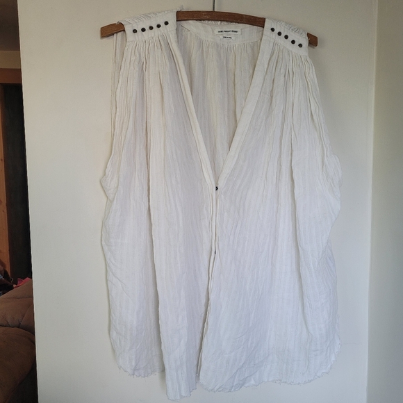 Isabel Marant Etoile cream crinkled cotton sleeveless blouse M/L - Picture 2 of 8
